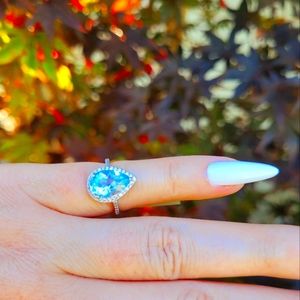 Genuine 3.7 CT Blue Topaz Solid .925 Ring NWT